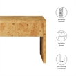 Pemberly Row Contemporary 1-Drawer Burl Wood Laminated Nightstand