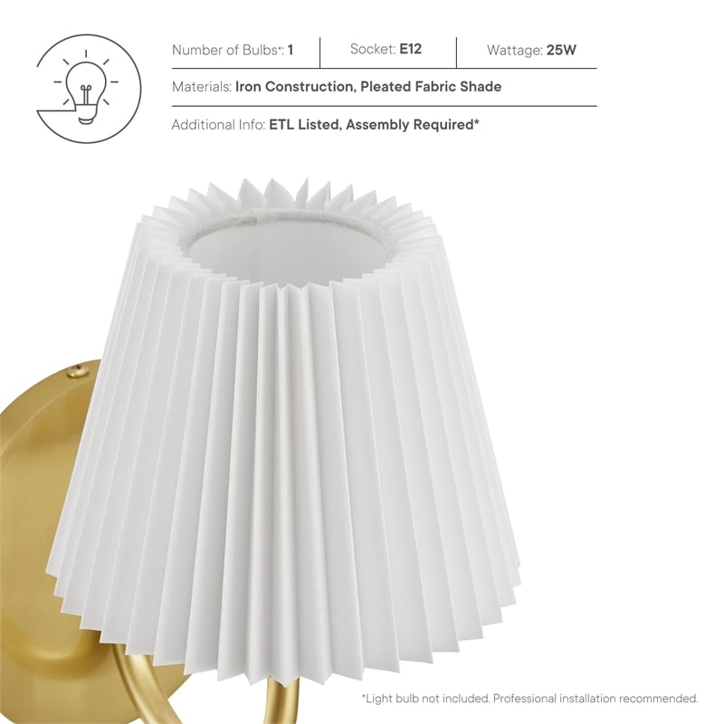 Pemberly Row Contemporary 1-Light U-Shaped Metal Arm Wall Sconce in Brass