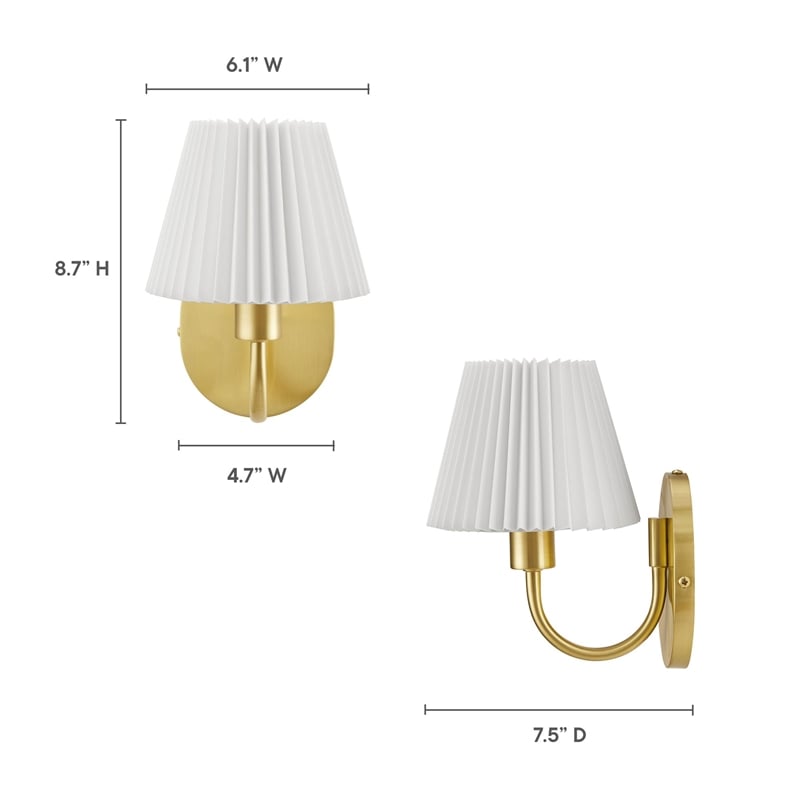 Pemberly Row Contemporary 1-Light U-Shaped Metal Arm Wall Sconce in Brass