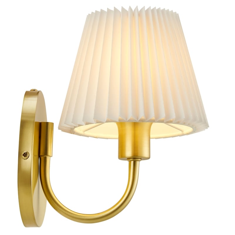 Pemberly Row Contemporary 1-Light U-Shaped Metal Arm Wall Sconce in Brass