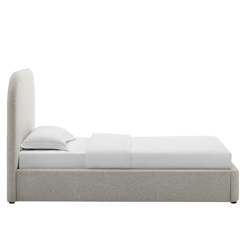 Pemberly Row Curved Twin Platform Bed in Heathered Weave Light Gray