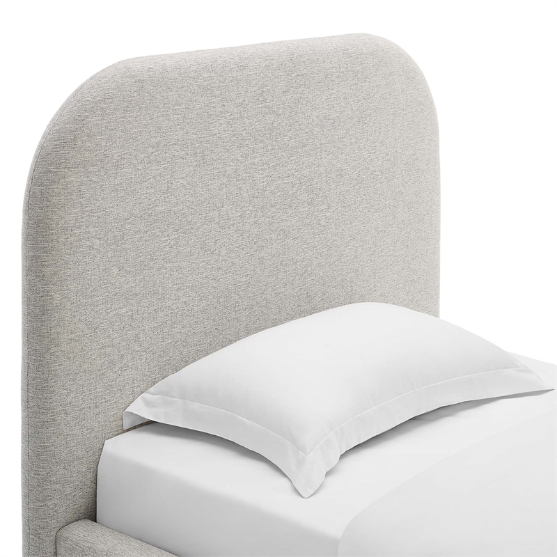 Pemberly Row Curved Twin Platform Bed in Heathered Weave Light Gray