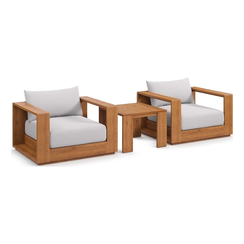 Pemberly Row Contemporary 3-Piece Furniture Set in Natural Light Gray