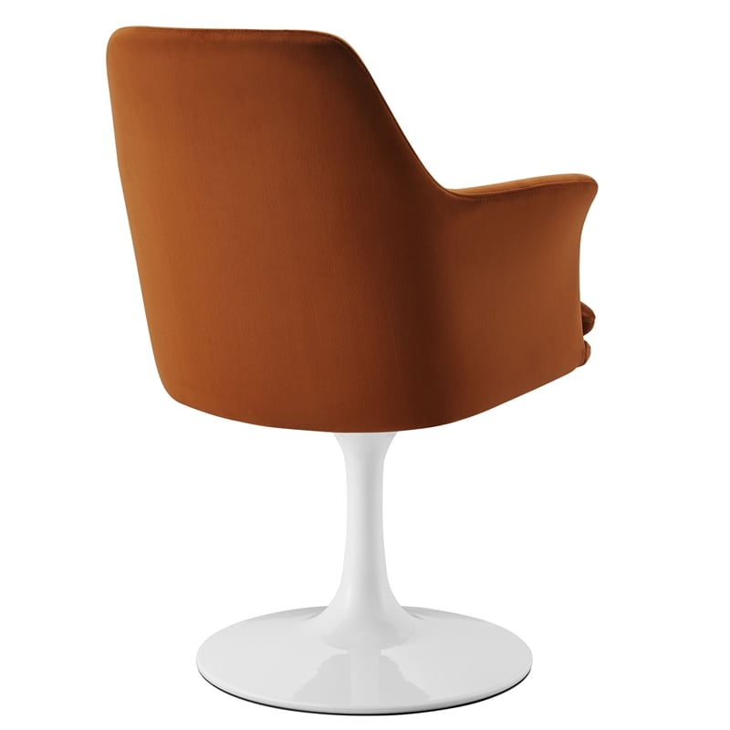 Pemberly Row Contemporary Swivel Dining Armchair in White Rust