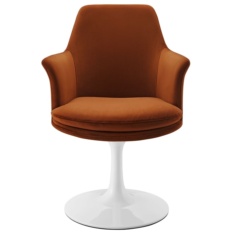 Pemberly Row Contemporary Swivel Dining Armchair in White Rust