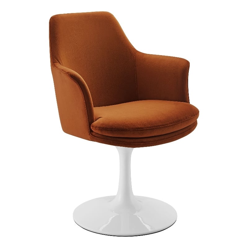 Pemberly Row Contemporary Swivel Dining Armchair in White Rust