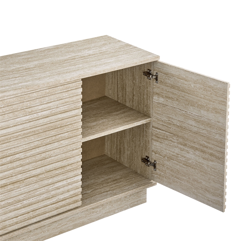 Pemberly Row Contemporary Sideboard Cabinet TV Stand in Travertine