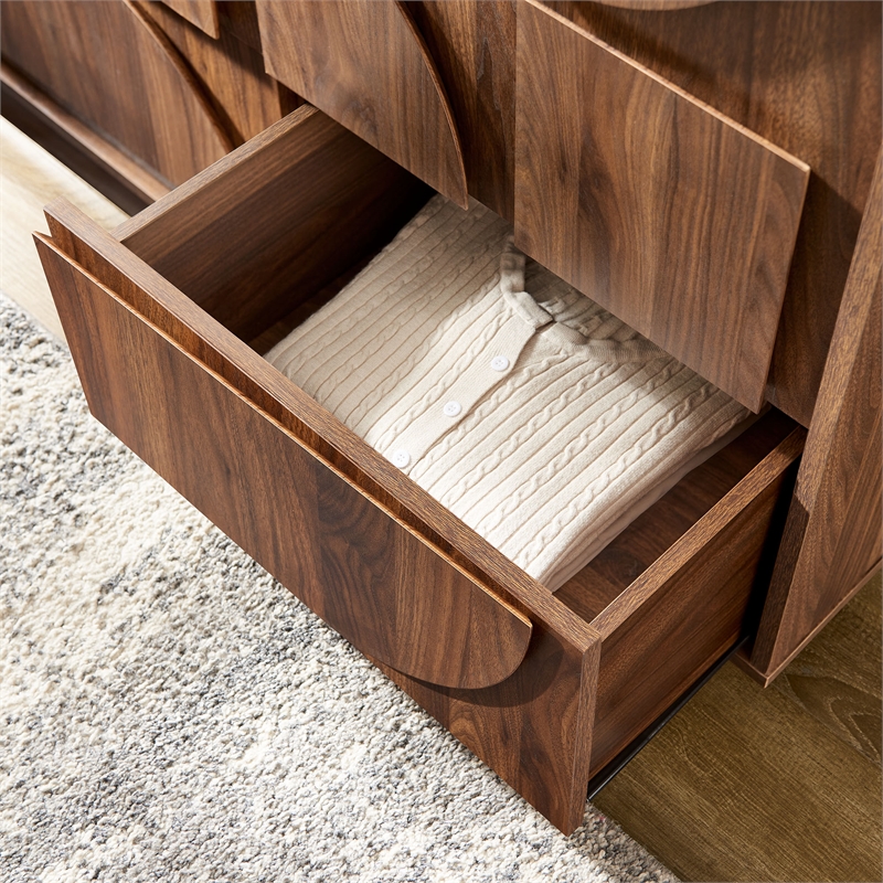 Pemberley Row Particleboard Walnut Wardrobe Rectangular Adjustable Shelves Unassembled