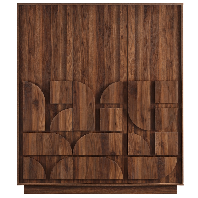 Pemberley Row Particleboard Walnut Wardrobe Rectangular Adjustable Shelves Unassembled