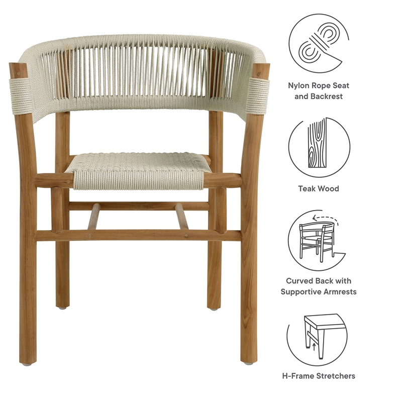 Pemberly Row Curved-Back Dining Armchairs Set of 2 in Natural Natural