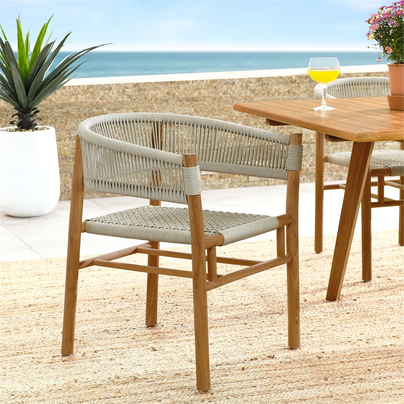 Pemberly Row Curved-Back Dining Armchairs Set of 2 in Natural Natural