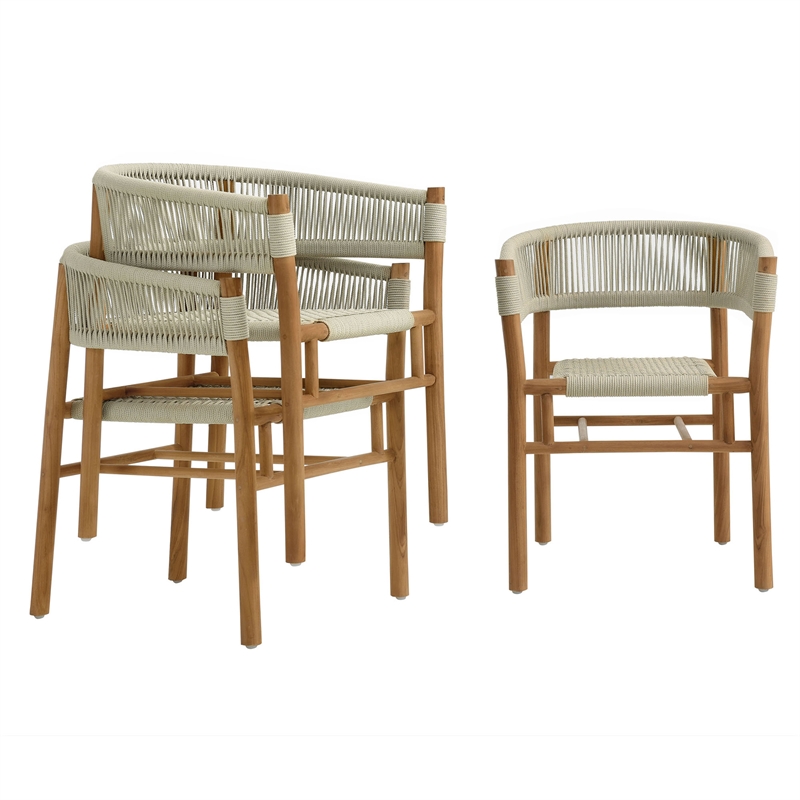 Pemberly Row Curved-Back Dining Armchairs Set of 2 in Natural Natural