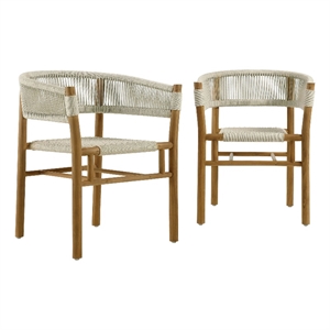 Pemberly Row Curved-Back Dining Armchairs Set of 2 in Natural Natural