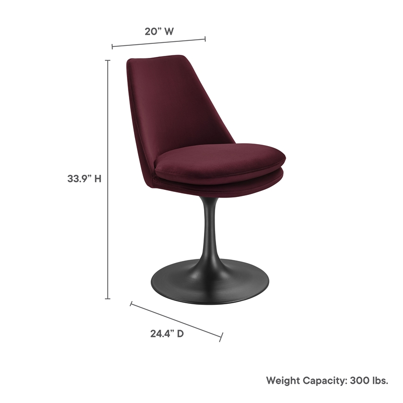 Pemberly Row Contemporary Swivel Dining Chair in Black Mulberry