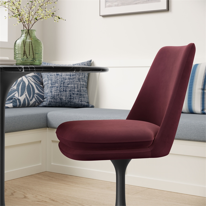 Pemberly Row Contemporary Swivel Dining Chair in Black Mulberry