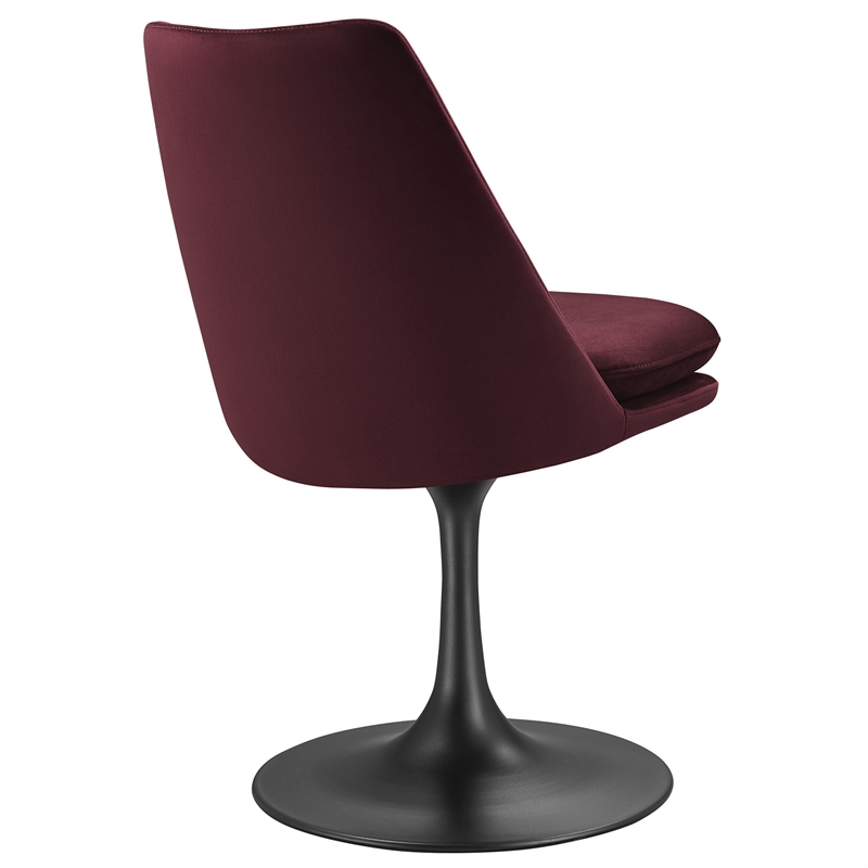 Pemberly Row Contemporary Swivel Dining Chair in Black Mulberry