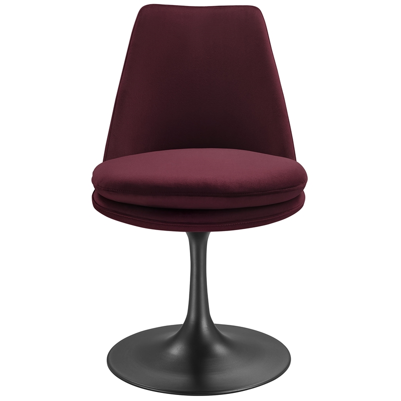 Pemberly Row Contemporary Swivel Dining Chair in Black Mulberry