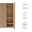 Pemberly Row Contemporary Wood Grain Laminated Wardrobe Closet in Oak