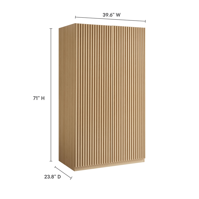 Pemberly Row Contemporary Wood Grain Laminated Wardrobe Closet in Oak