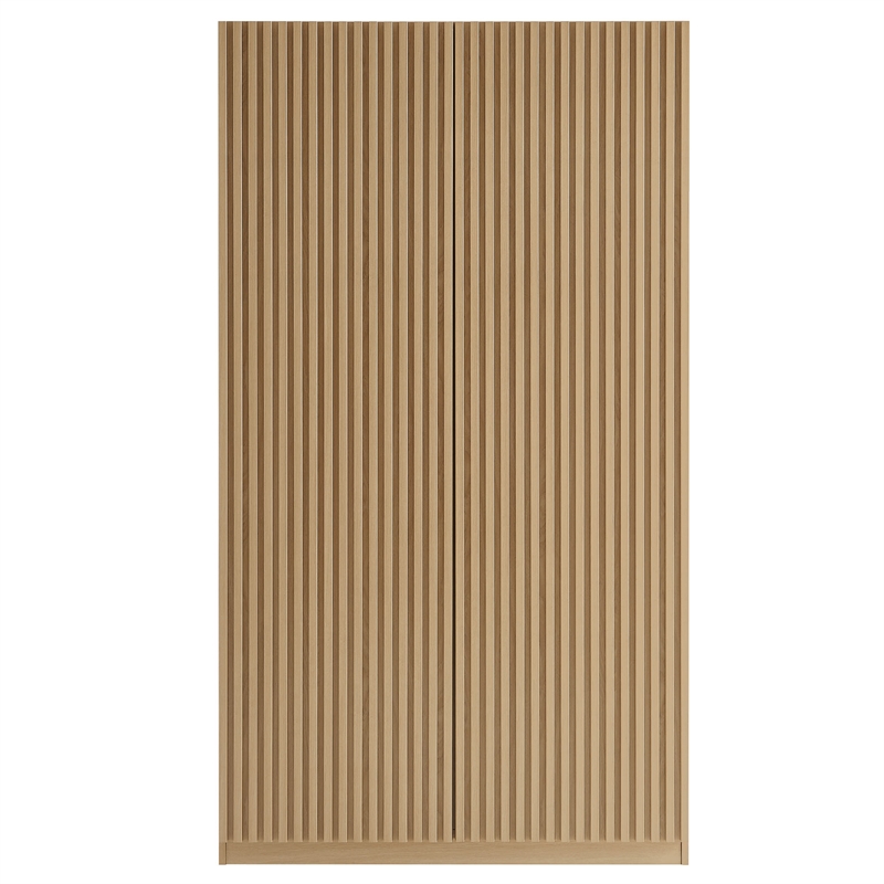 Pemberly Row Contemporary Wood Grain Laminated Wardrobe Closet in Oak