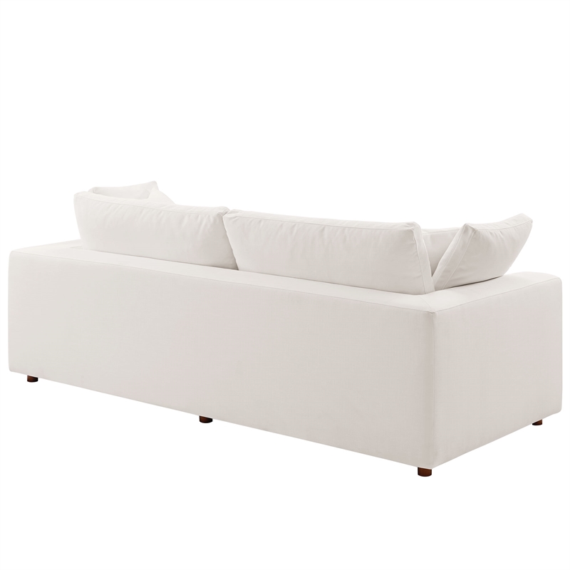 Pemberly Row Upholstered Sleeper Sofa with 4 Throw Pillows in Pure White