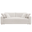 Pemberly Row Upholstered Sleeper Sofa with 4 Throw Pillows in Pure White
