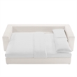 Pemberly Row Upholstered Sleeper Sofa with 4 Throw Pillows in Pure White