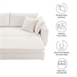 Pemberly Row Upholstered Sleeper Sofa with 4 Throw Pillows in Pure White