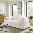 Pemberly Row Upholstered Sleeper Sofa with 4 Throw Pillows in Pure White