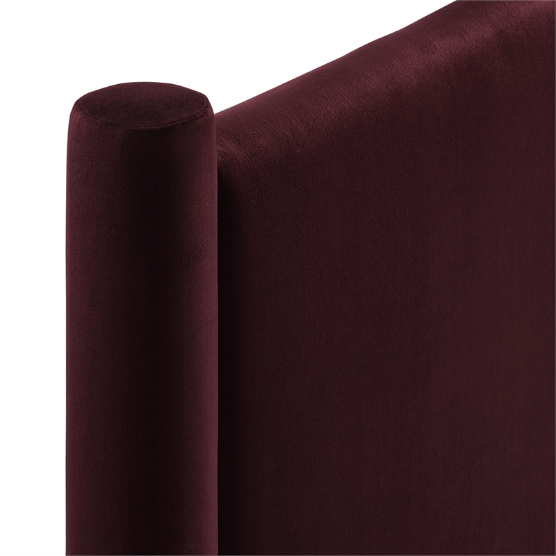Pemberly Row Contemporary Performance Velvet King Headboard in Mulberry