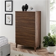 Pemberly Row Contemporary Slatted 5-Drawer Chest Chest in Walnut