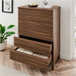 Pemberly Row Contemporary Slatted 5-Drawer Chest Chest in Walnut