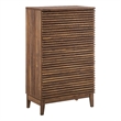 Pemberly Row Contemporary Slatted 5-Drawer Chest Chest in Walnut
