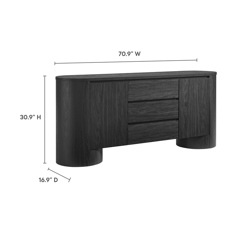 Pemberly Row Contemporary Sideboard Storage Cabinet in Black