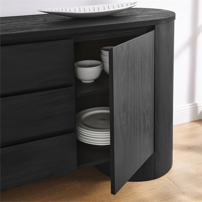 Pemberly Row Contemporary Sideboard Storage Cabinet in Black