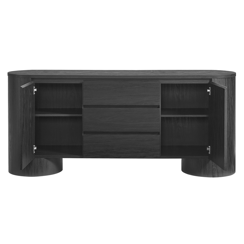 Pemberly Row Contemporary Sideboard Storage Cabinet in Black