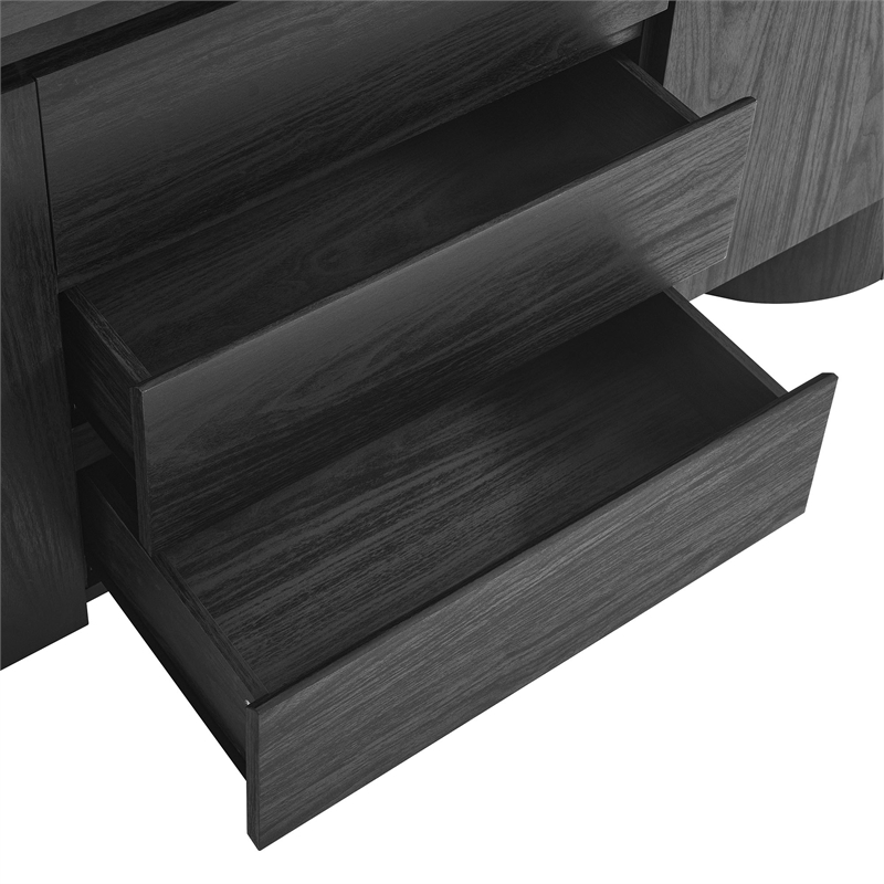 Pemberly Row Contemporary Sideboard Storage Cabinet in Black