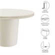 Pemberly Row Contemporary Concrete Round Top Dining Table in White