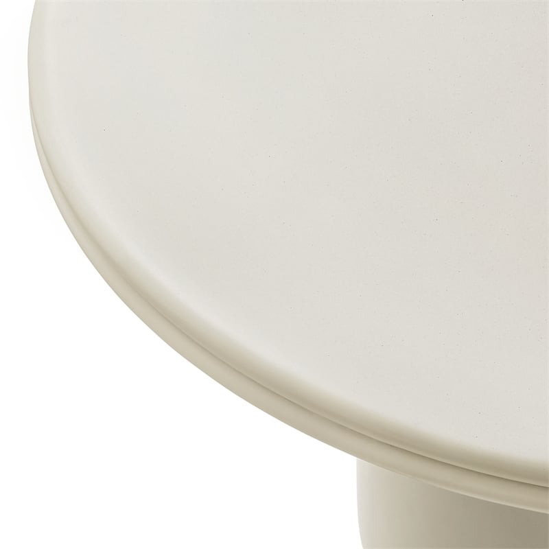 Pemberly Row Contemporary Concrete Round Top Dining Table in White