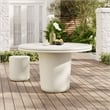 Pemberly Row Contemporary Concrete Round Top Dining Table in White