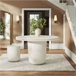 Pemberly Row Contemporary Concrete Round Top Dining Table in White