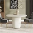 Pemberly Row Contemporary Concrete Round Top Dining Table in White