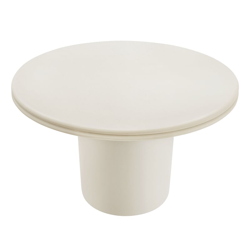 Pemberly Row Contemporary Concrete Round Top Dining Table in White
