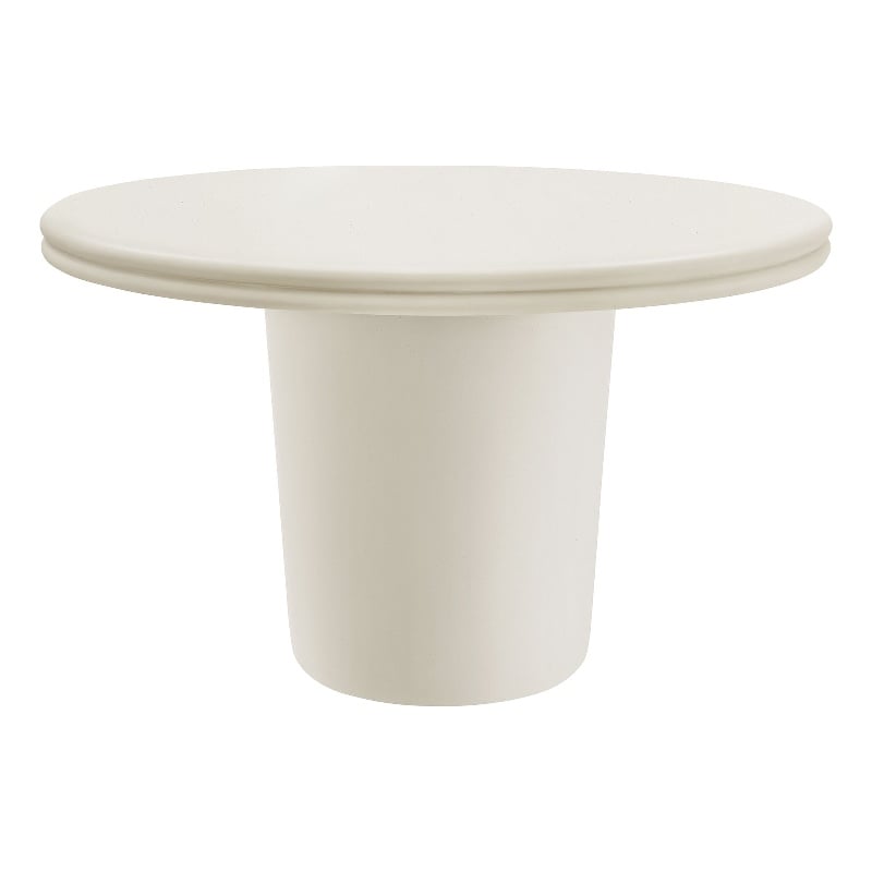 Pemberly Row Contemporary Concrete Round Top Dining Table in White
