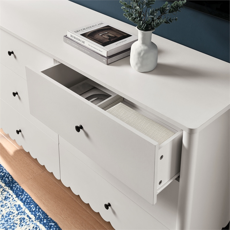 Pemberly Row Contemporary Dresser with Full-Glide Drawers in White