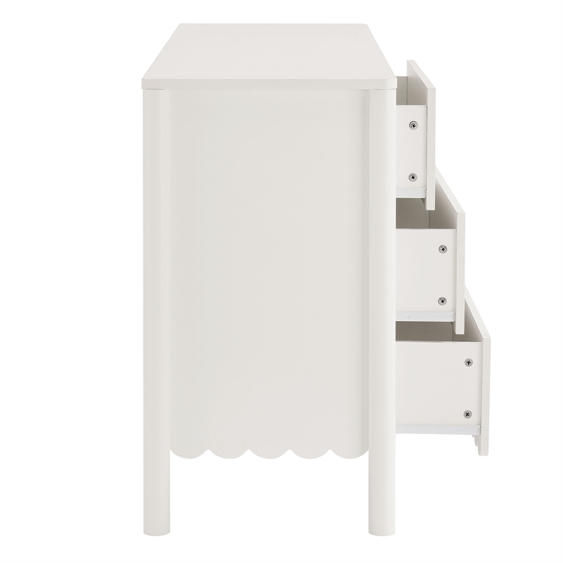 Pemberly Row Contemporary Dresser with Full-Glide Drawers in White