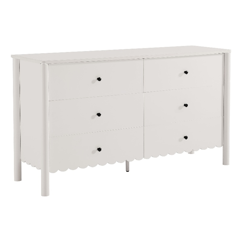 Pemberly Row Contemporary Dresser with Full-Glide Drawers in White