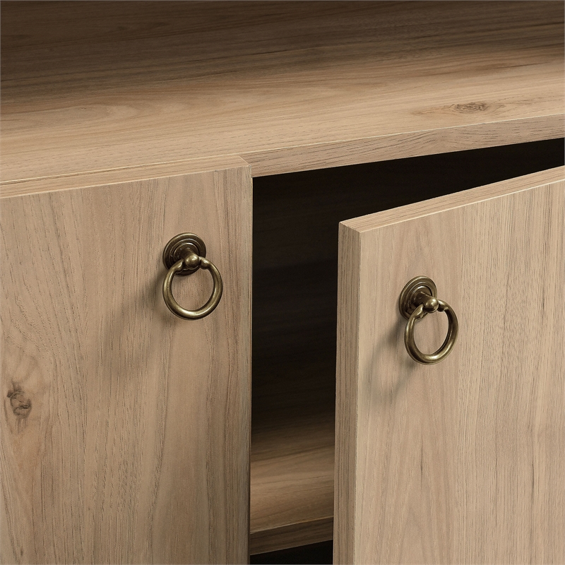 Pemberly Row Contemporary Storage Display Cabinet Bookshelf in Light Oak