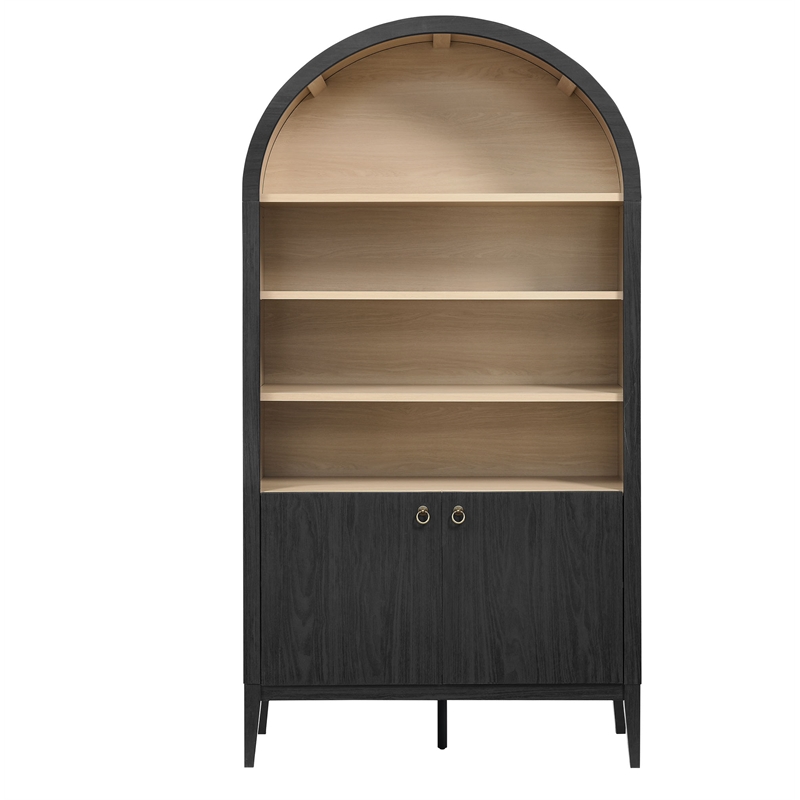 Pemberly Row Contemporary Storage Display Cabinet Bookshelf in Black