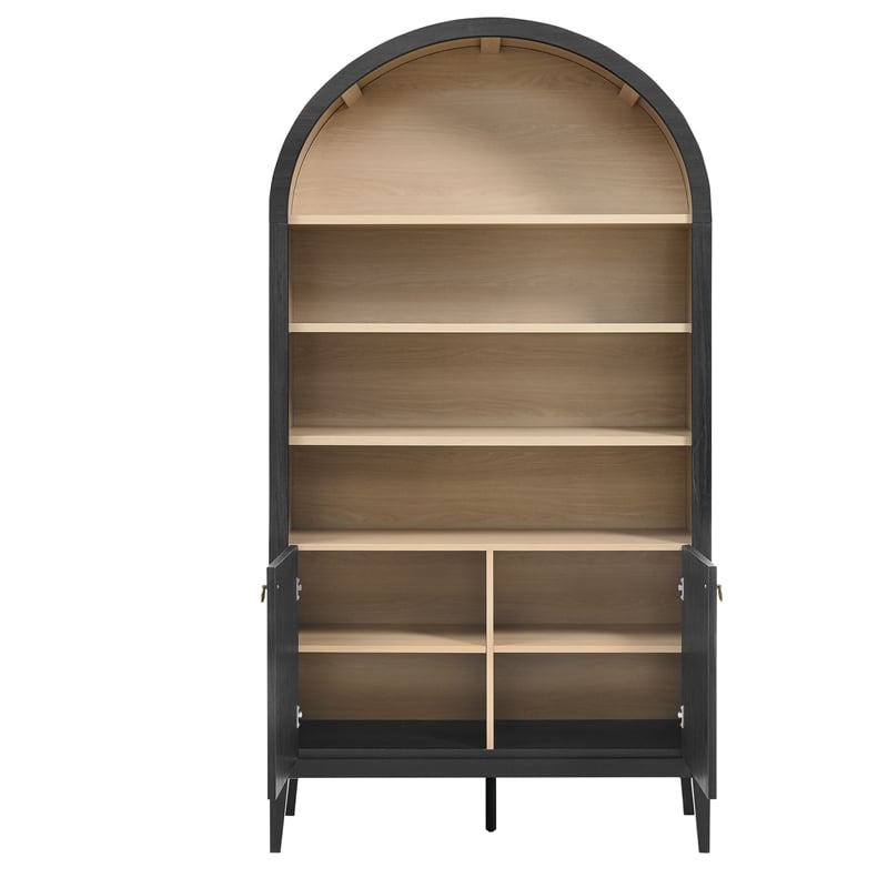 Pemberly Row Contemporary Storage Display Cabinet Bookshelf in Black